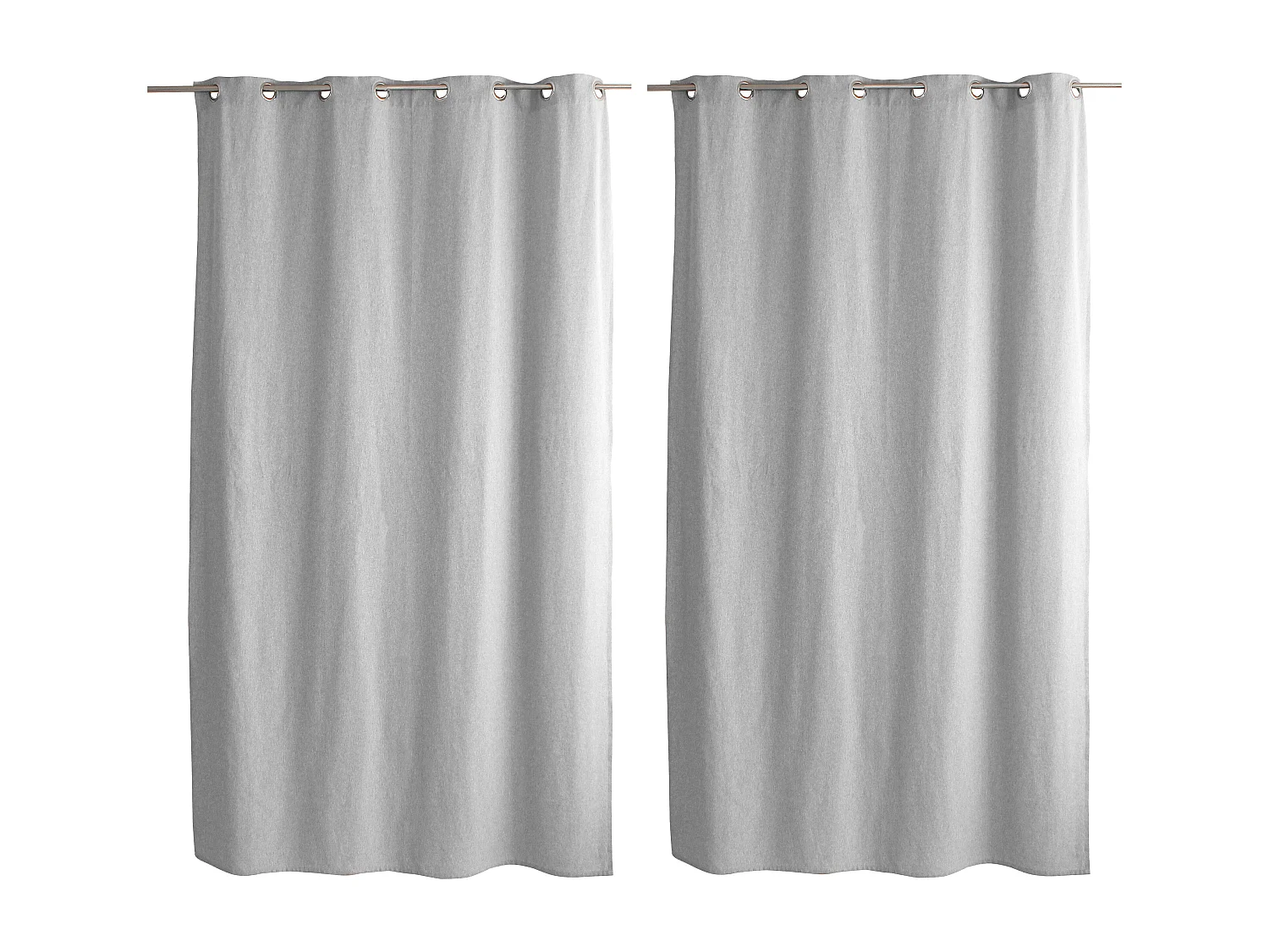2 decoratieve gordijnen met oogjes, 140x240cm, witgrijs, katoenen chambray, CAMBRIA collectie