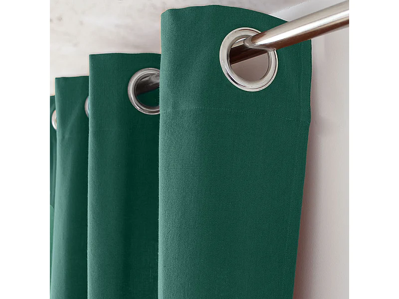 2 decoratieve gordijnen met oogjes, 140x240cm, smaragdgroen, katoenen kamer, CAMBRIA Collectie