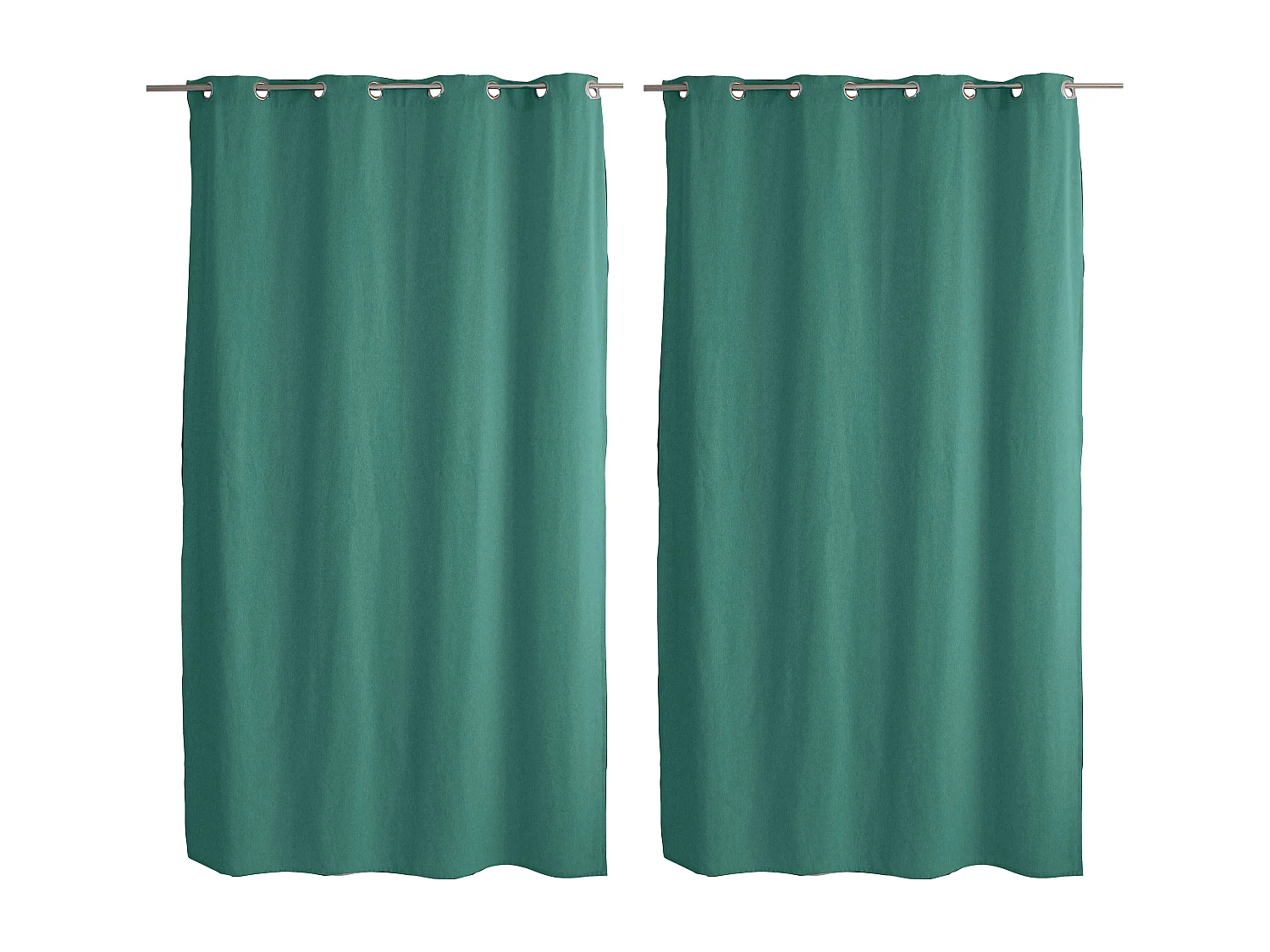 2 decoratieve gordijnen met oogjes, 140x240cm, smaragdgroen, katoenen kamer, CAMBRIA Collectie