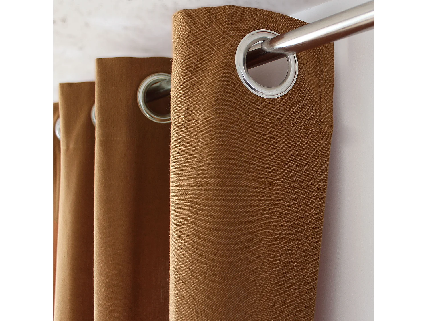 2 decoratieve gordijnen met oogjes, 140x240 cm, Kameel, Katoenkamer, CAMBRIA Collectie