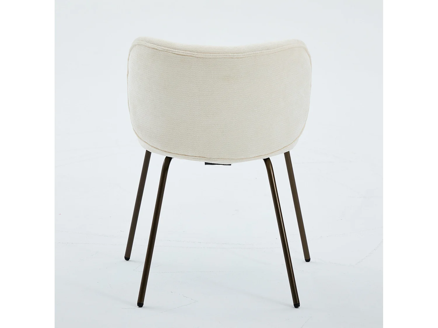 Lot de 2 chaises de salle à manger en chenille moderne – beige, dossier incurvé confortable, assise douce, pieds en métal bronze