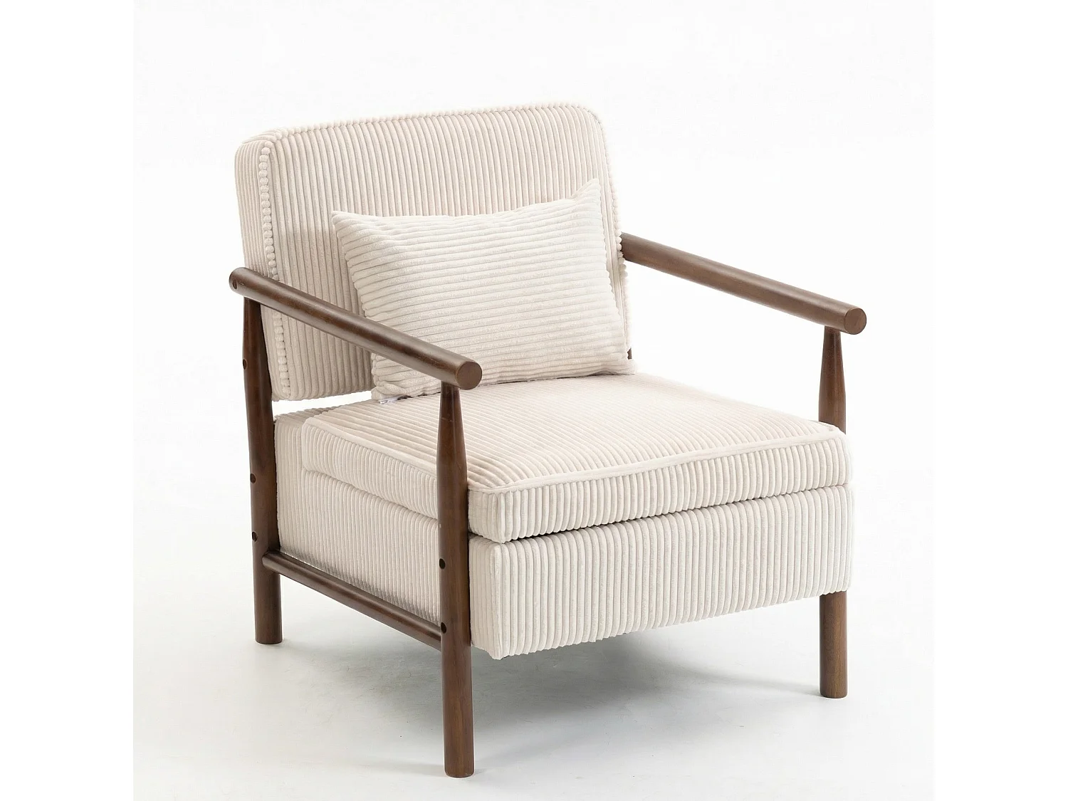 Fauteuil blanc de style médiéval en bois avec espace de rangement, convenant aux chambres et aux vérandas