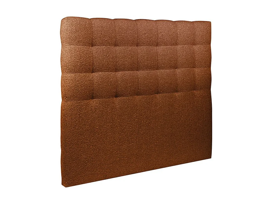 Lit 140x190cm avec tête de lit capitonnée bouclette et sommier kit Terracotta - Hauteur totale : 29cm