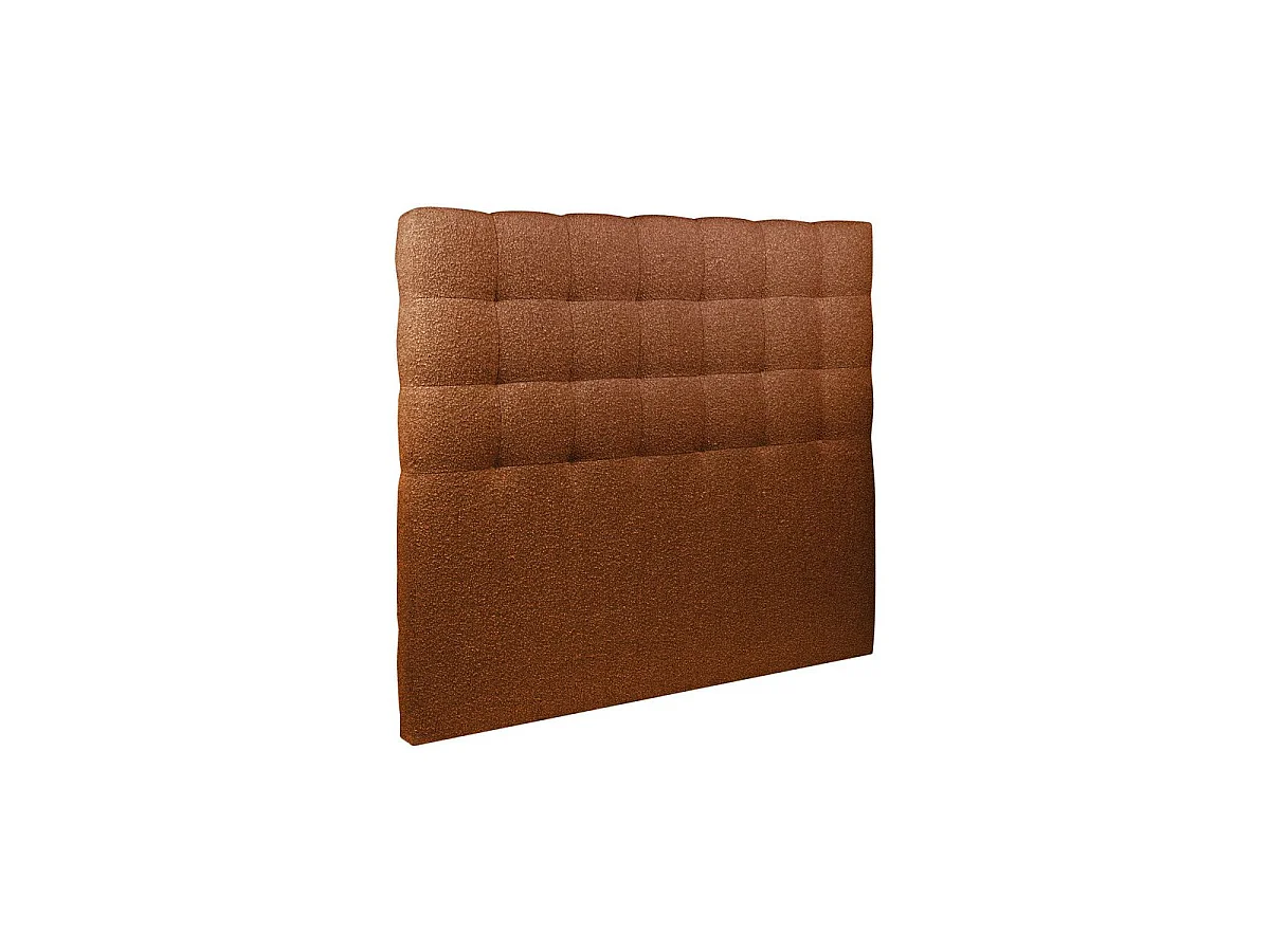 Lit 140x190cm avec tête de lit capitonnée bouclette et sommier kit Terracotta - Hauteur totale : 29cm
