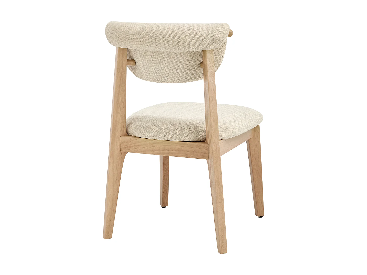 Lot de 2 chaises en tissu bouclette et bois d'hévéa - Crème - GABIEL