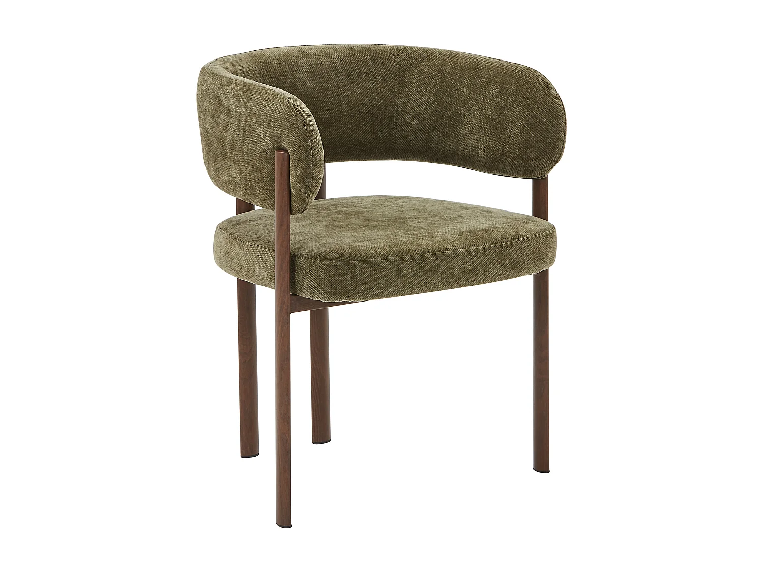 Lot de 2 chaises en tissu et métal effet bois - Vert et Naturel foncé - CIBARO