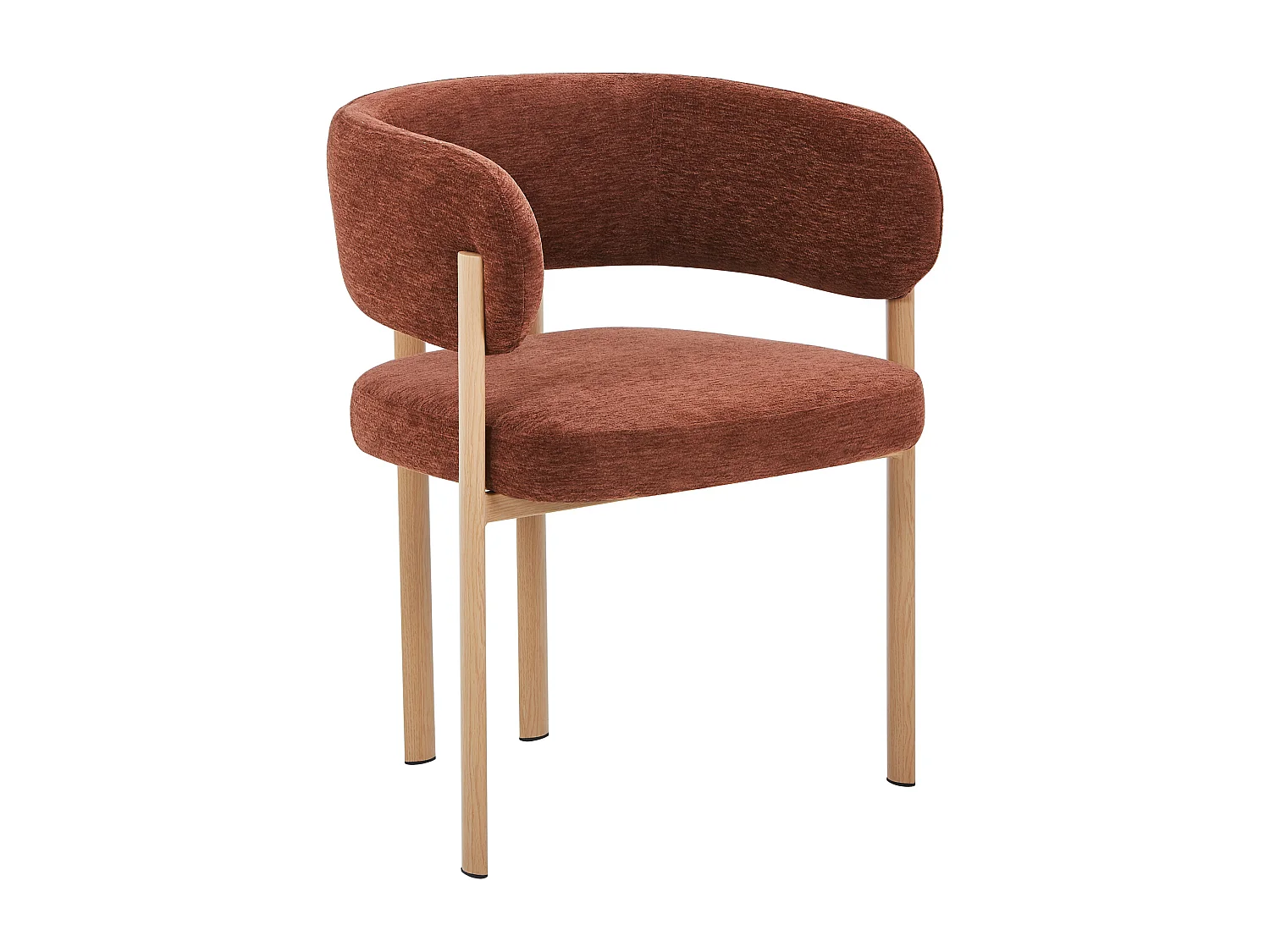 Lot de 2 chaises en tissu texturé et métal effet bois - Brun et Naturel clair - CIBARO