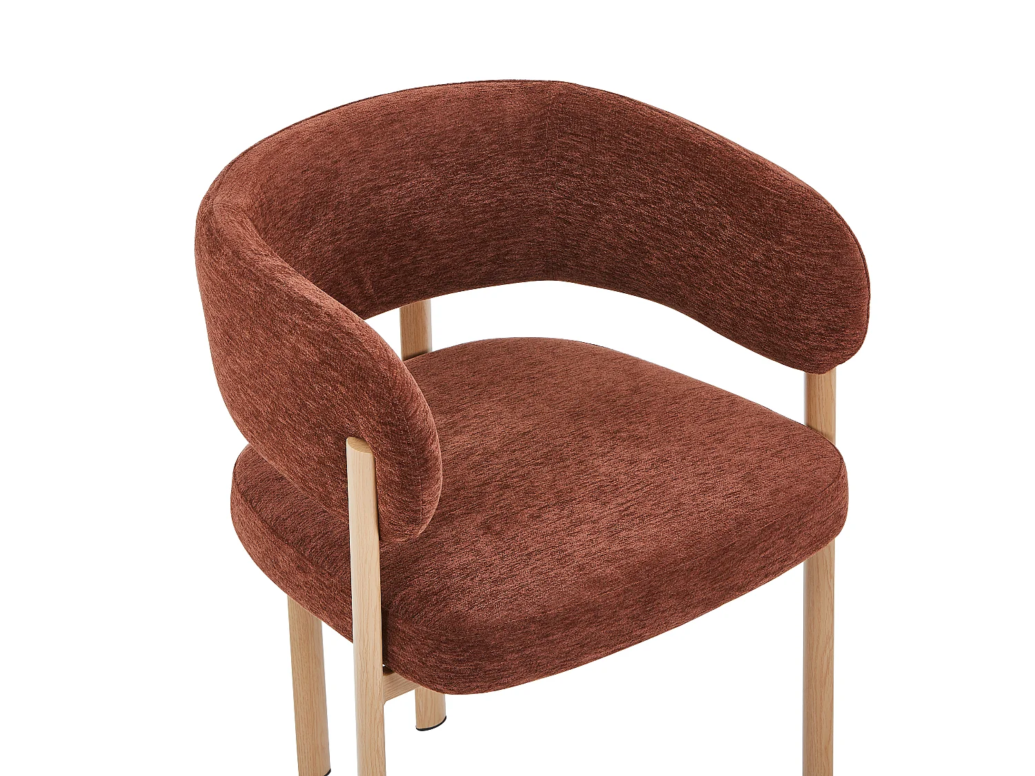 Lot de 2 chaises en tissu texturé et métal effet bois - Brun et Naturel clair - CIBARO