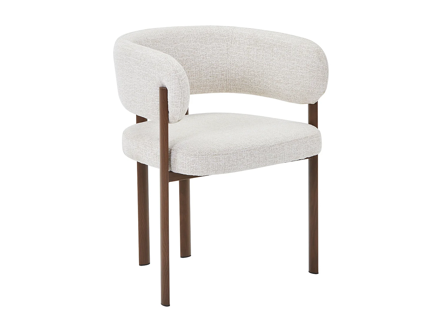 Lot de 2 chaises en tissu tweed et métal effet bois - Beige et Naturel foncé - CIBARO