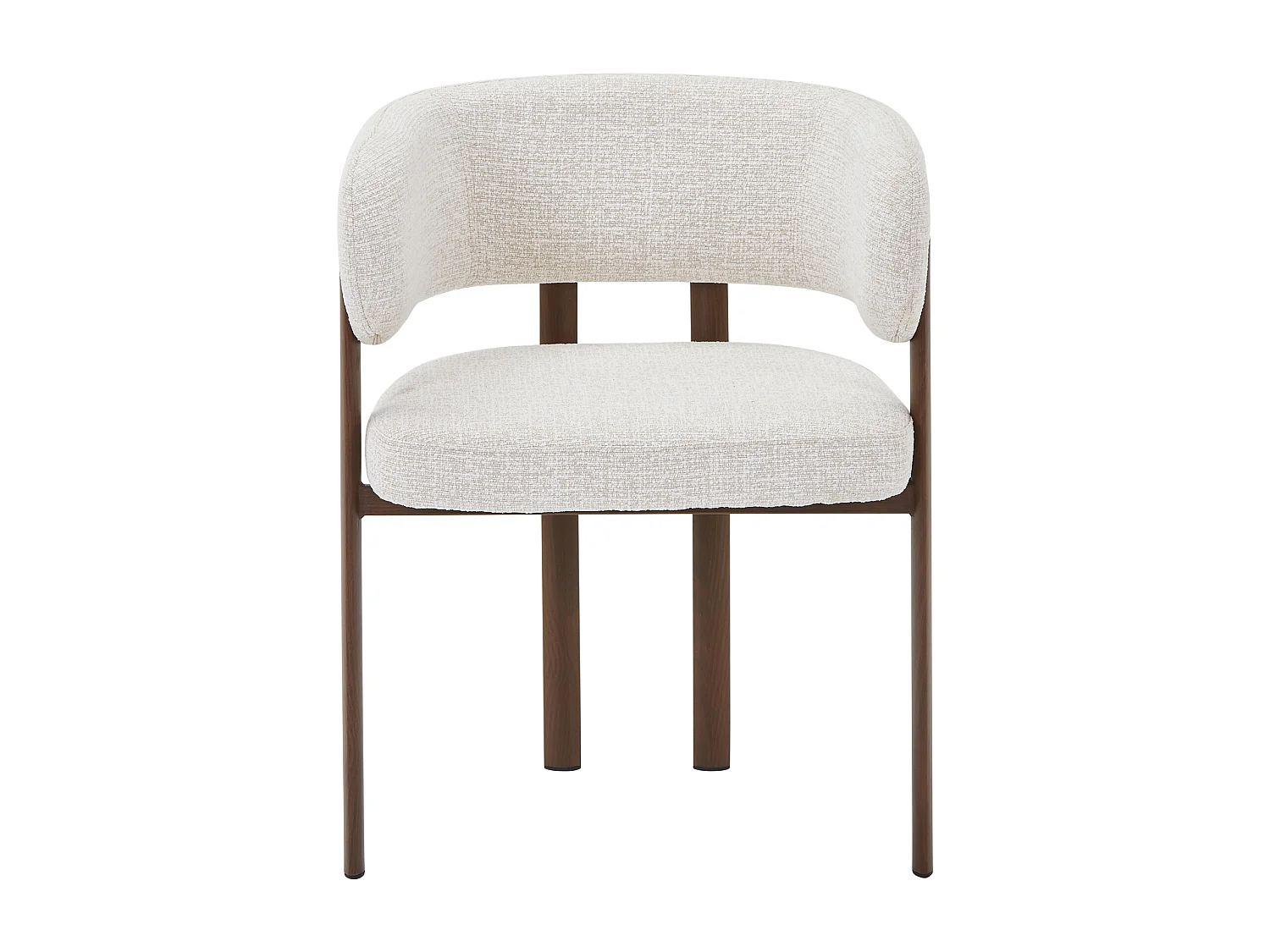 Lot de 2 chaises en tissu tweed et métal effet bois - Beige et Naturel foncé - CIBARO