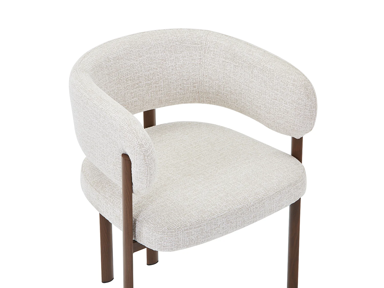 Lot de 2 chaises en tissu tweed et métal effet bois - Beige et Naturel foncé - CIBARO