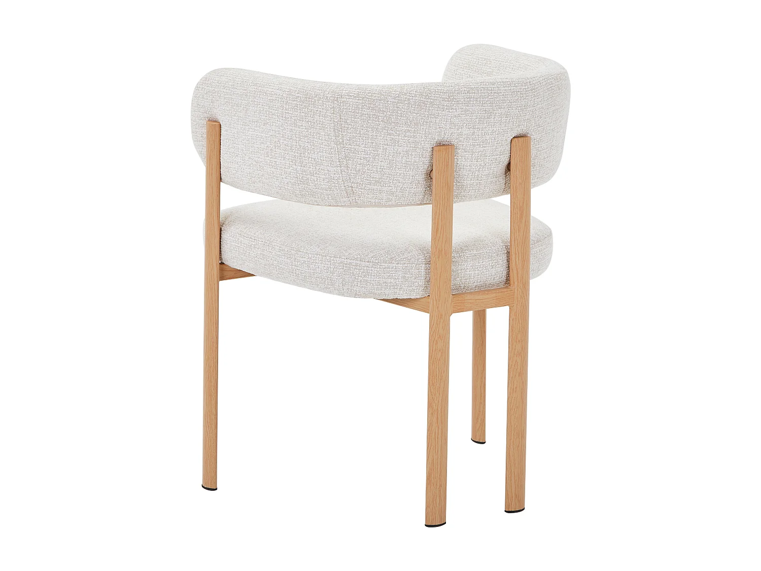 Lot de 2 chaises en tissu tweed et métal effet bois - Beige et Naturel clair - CIBARO