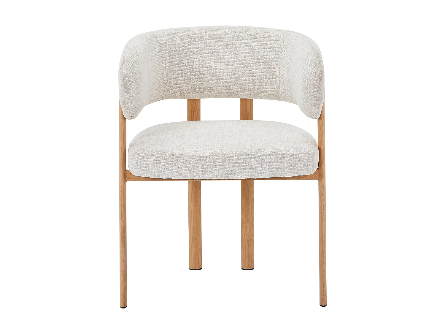 Lot de 2 chaises en tissu tweed et métal effet bois - Beige et Naturel clair - CIBARO