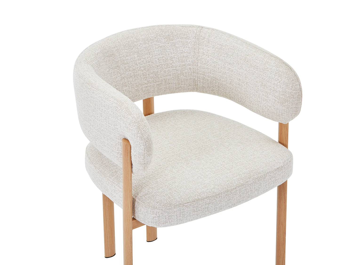 Lot de 2 chaises en tissu tweed et métal effet bois - Beige et Naturel clair - CIBARO