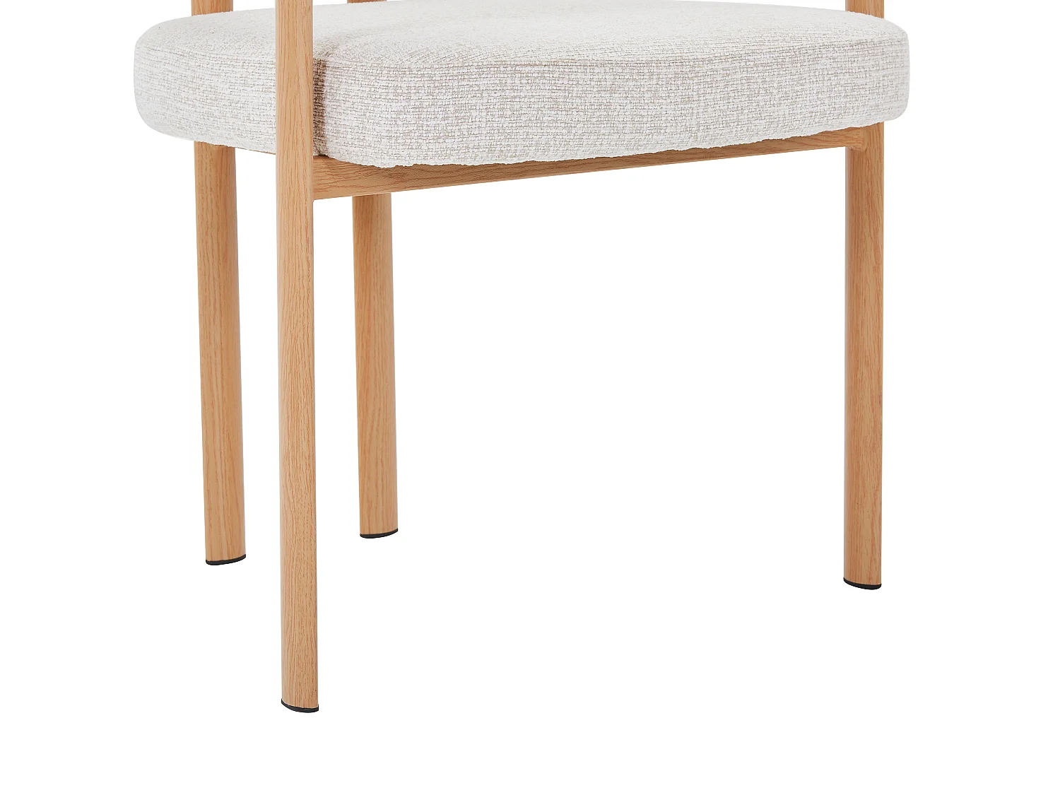 Lot de 2 chaises en tissu tweed et métal effet bois - Beige et Naturel clair - CIBARO