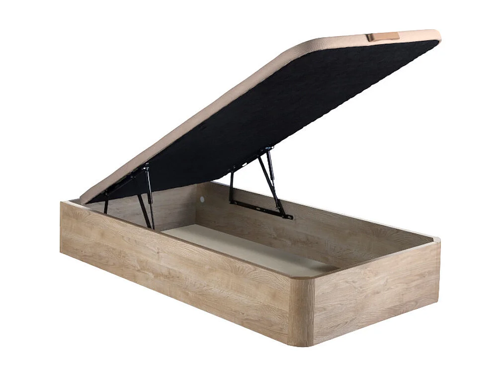 Ensemble 90 x 190 cm sommier coffre naturel clair + matelas ressorts ensachés 5 zones accueil mémoire de forme et coutil anti-punaises de lit ép.24cm - VIREVO de NATUREA