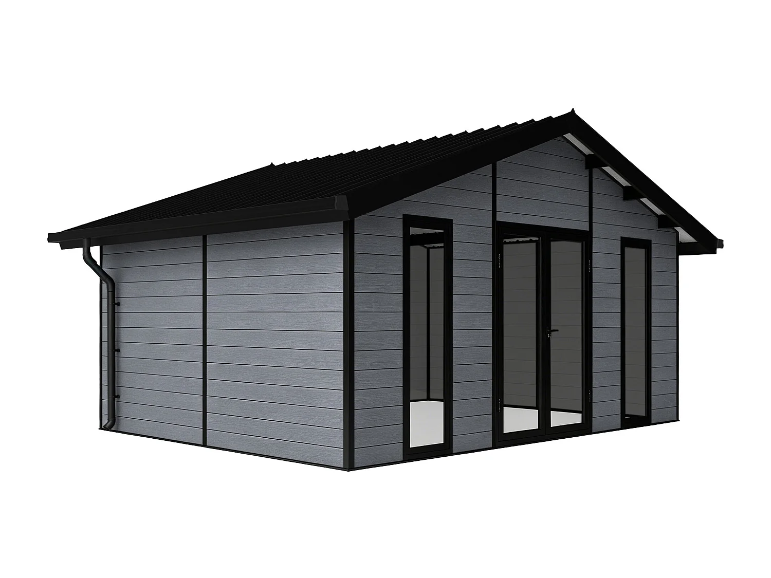 Studio de jardin en bois composite 26 m² - épaisseur 28 mm - Gris anthracite - NEBULA