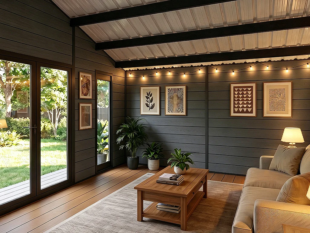 Studio de jardin en bois composite 26 m² - épaisseur 28 mm - Gris anthracite - NEBULA