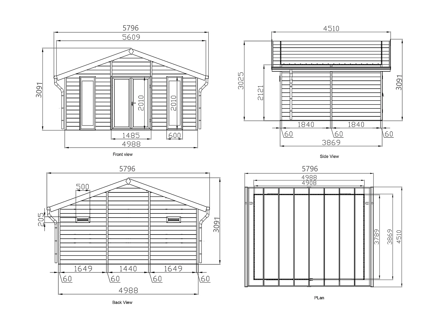 Studio de jardin en bois composite 26 m² - épaisseur 28 mm - Gris anthracite - NEBULA