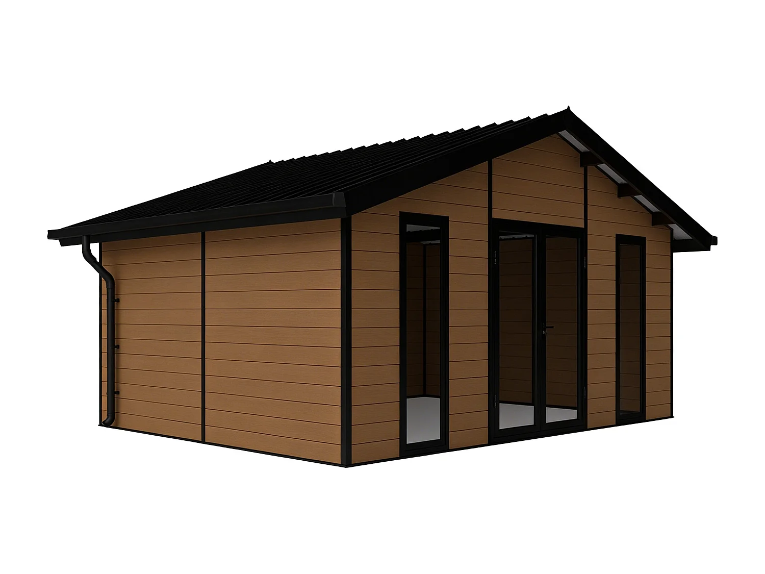 Studio de jardin en bois composite 26 m² - épaisseur 28 mm - Naturel foncé - NEBULA