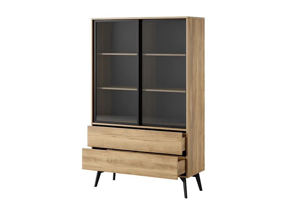 Vitrine AMBIHOME SIDEWAY - Preto/Carvalho, C100xA165xP39cm