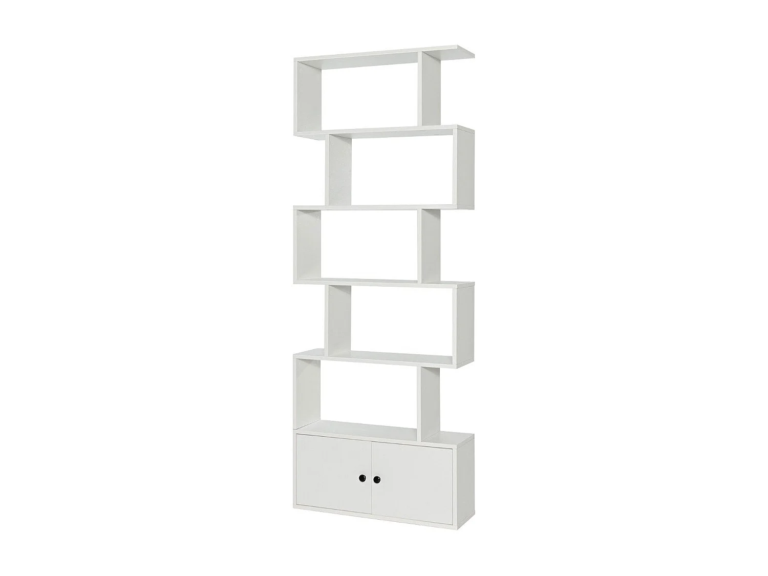 Bibliothèque sur pied avec portes, 183 x 70 x 23 cm, étagère de séparation, blanc