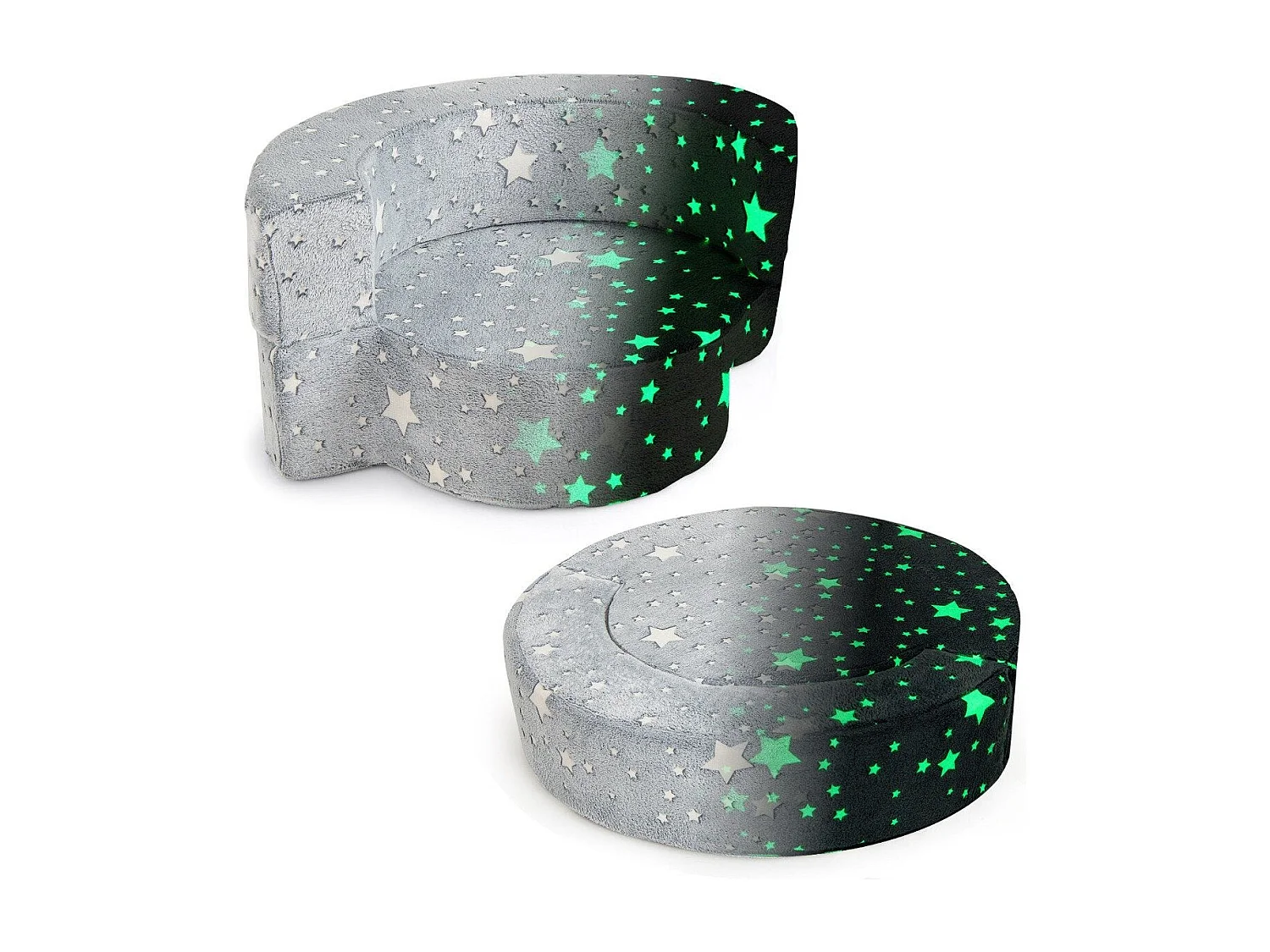 Canapé 2 en 1 pour tout-petits, brille dans le noir, housse amovible