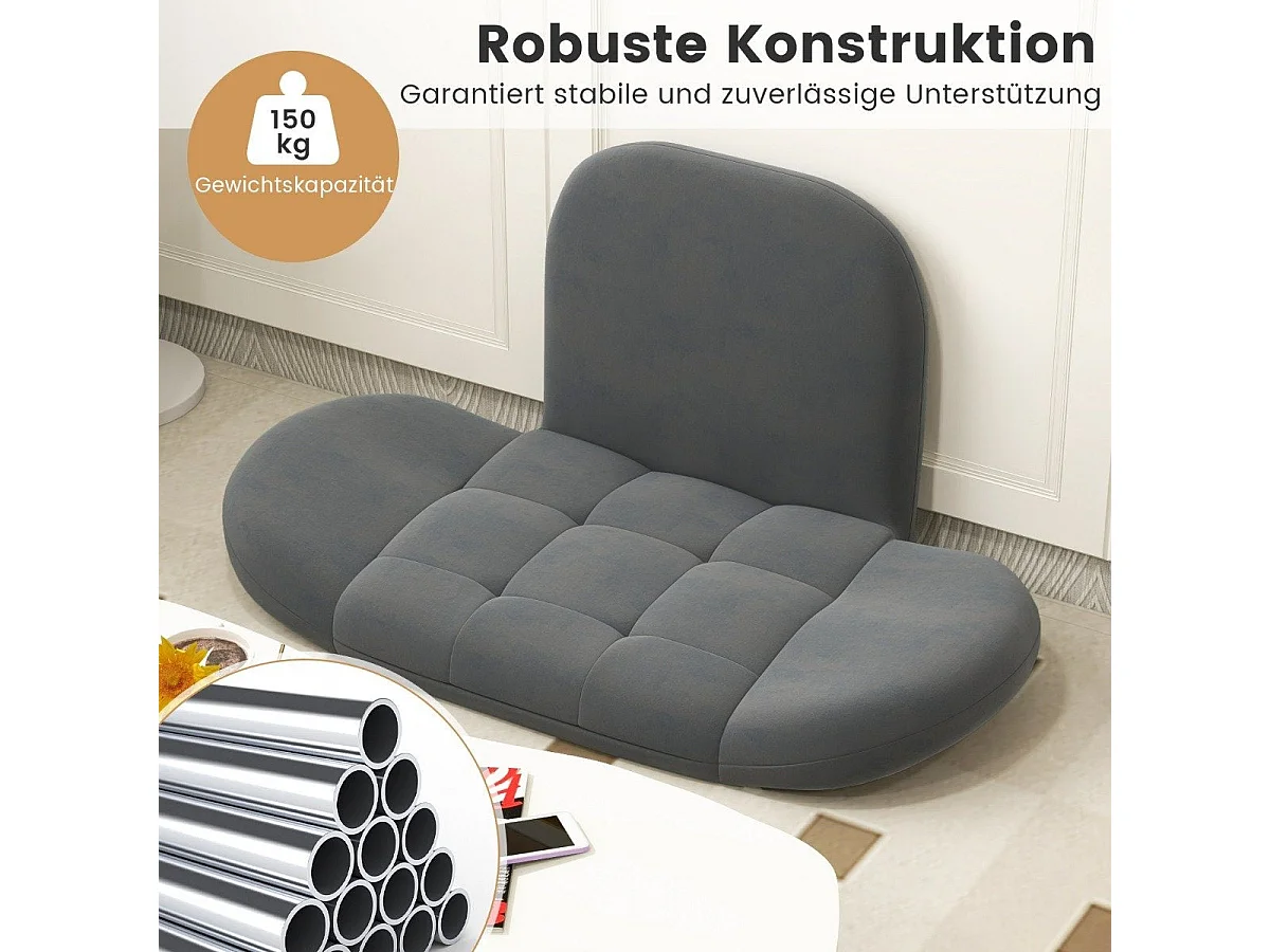 Chaise de sol avec dossier et accoudoirs réglables, chaise pliante grise