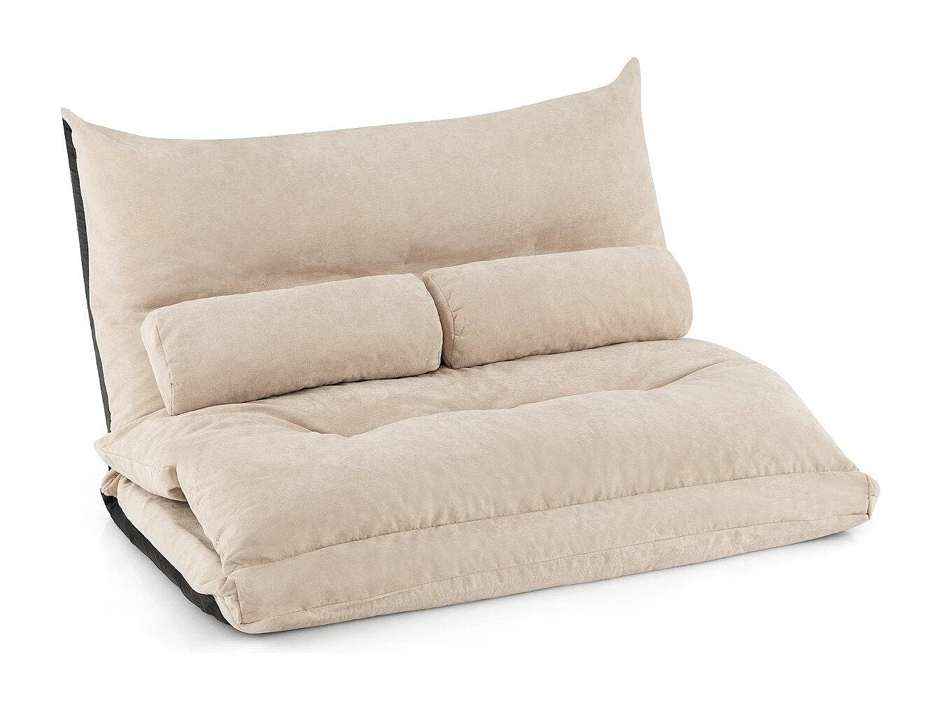 Canapé de sol rabattable 3 en 1 avec fonction couchage et dossier réglable, beige