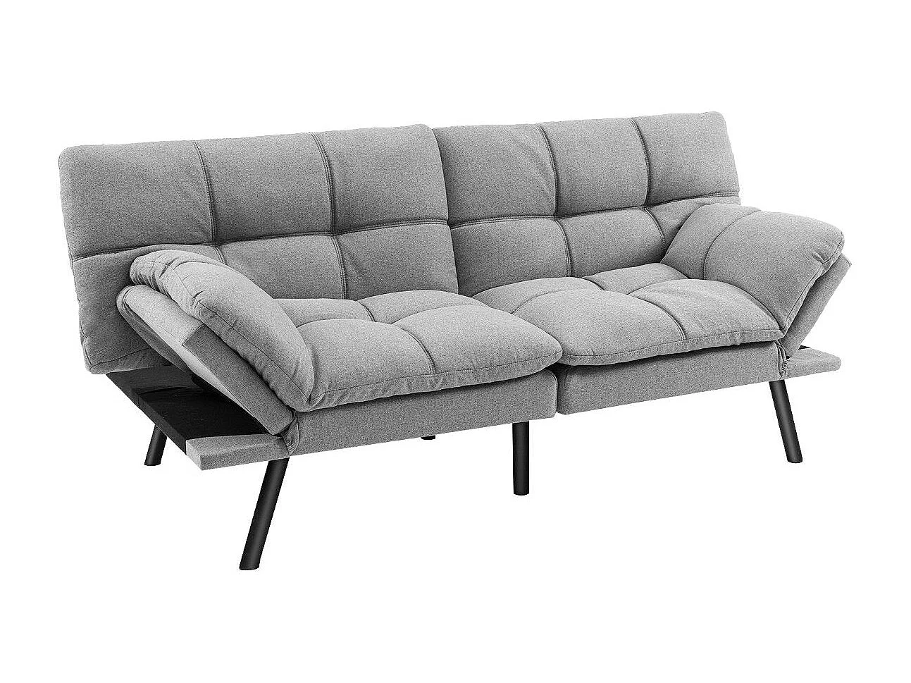 Canapé-lit futon gris convertible avec dossier réglable