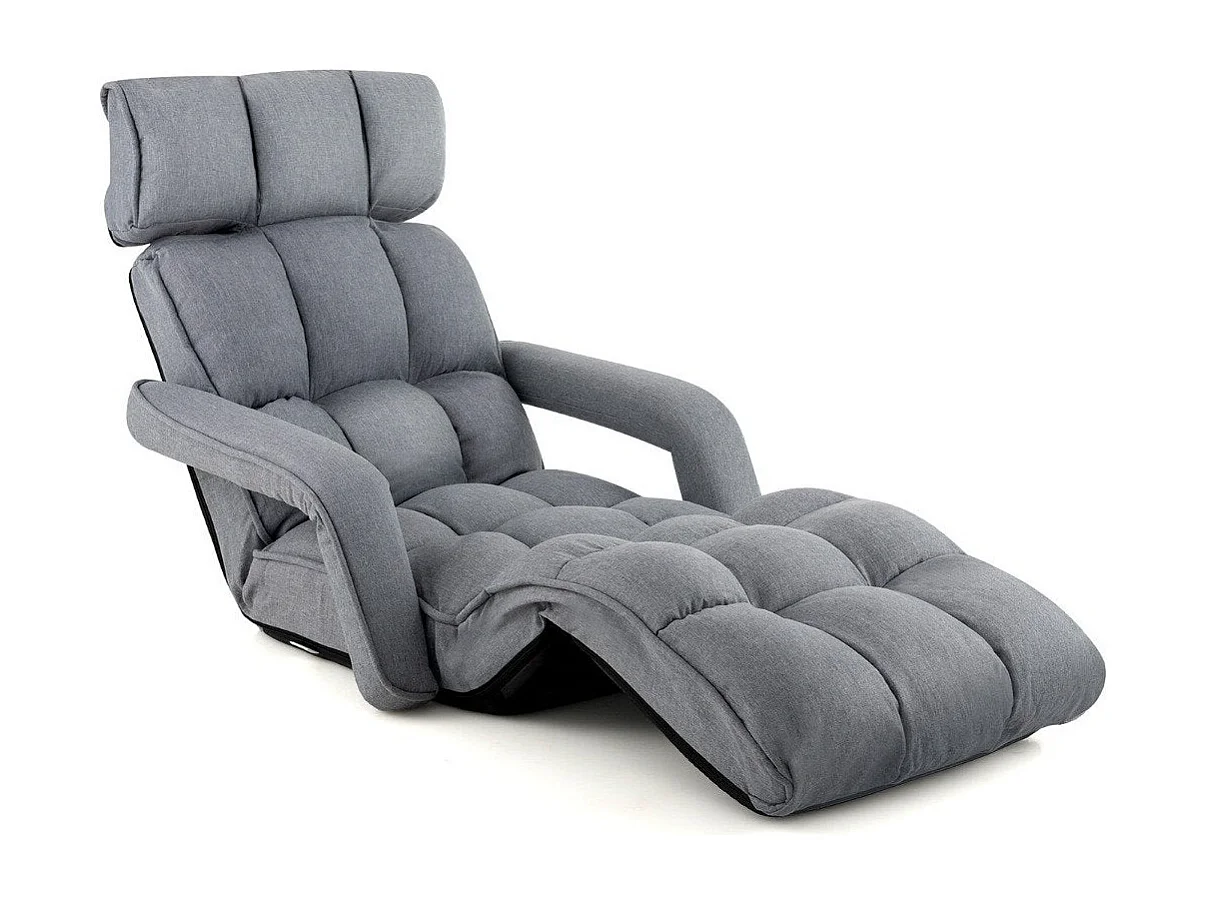 Chaise longue, canapé-lit pliant, 6 positions réglables, 72x61x46,5 cm, gris