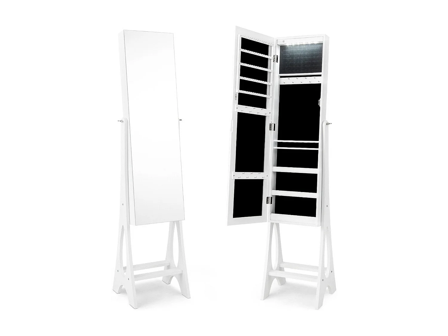 Armoire à bijoux enfant – 2 en 1 miroir plein pied verrouillable avec 12 LED blanc