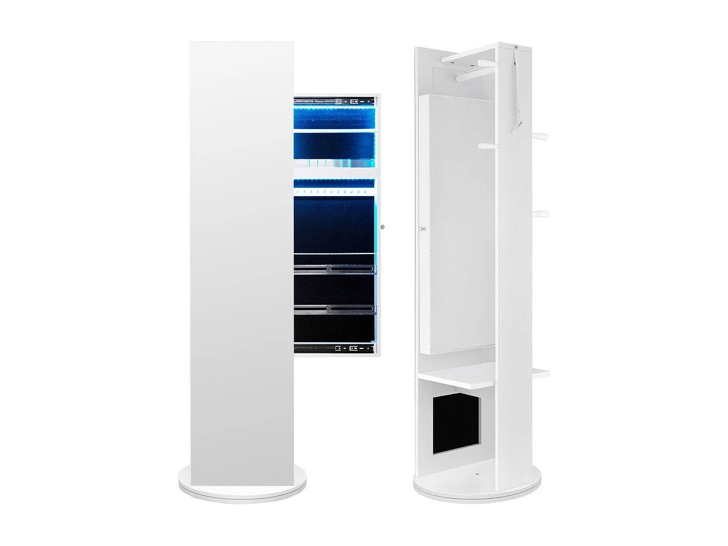 Armoire à bijoux rotative – 360° avec miroir et lumières LED sur pied