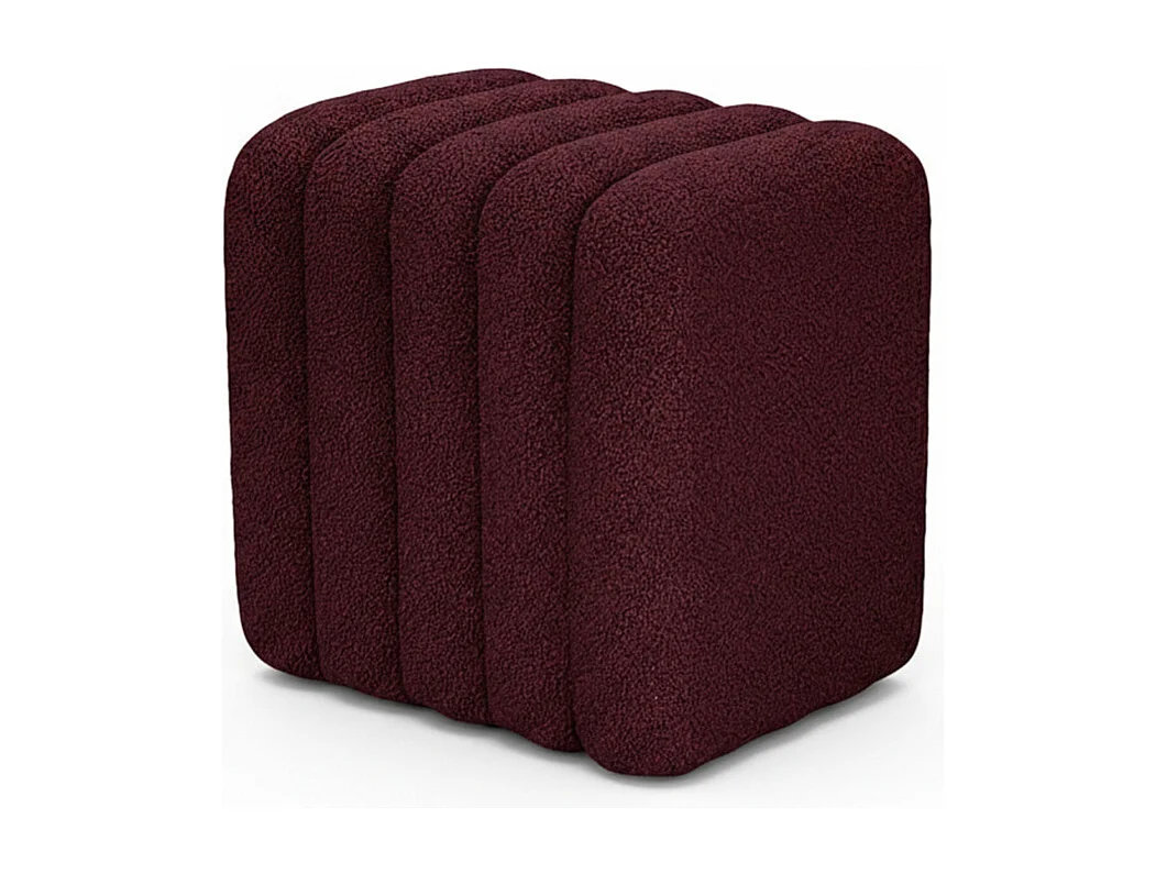 Leto - Pouf rembourré en tissu bouclette - Bordeaux