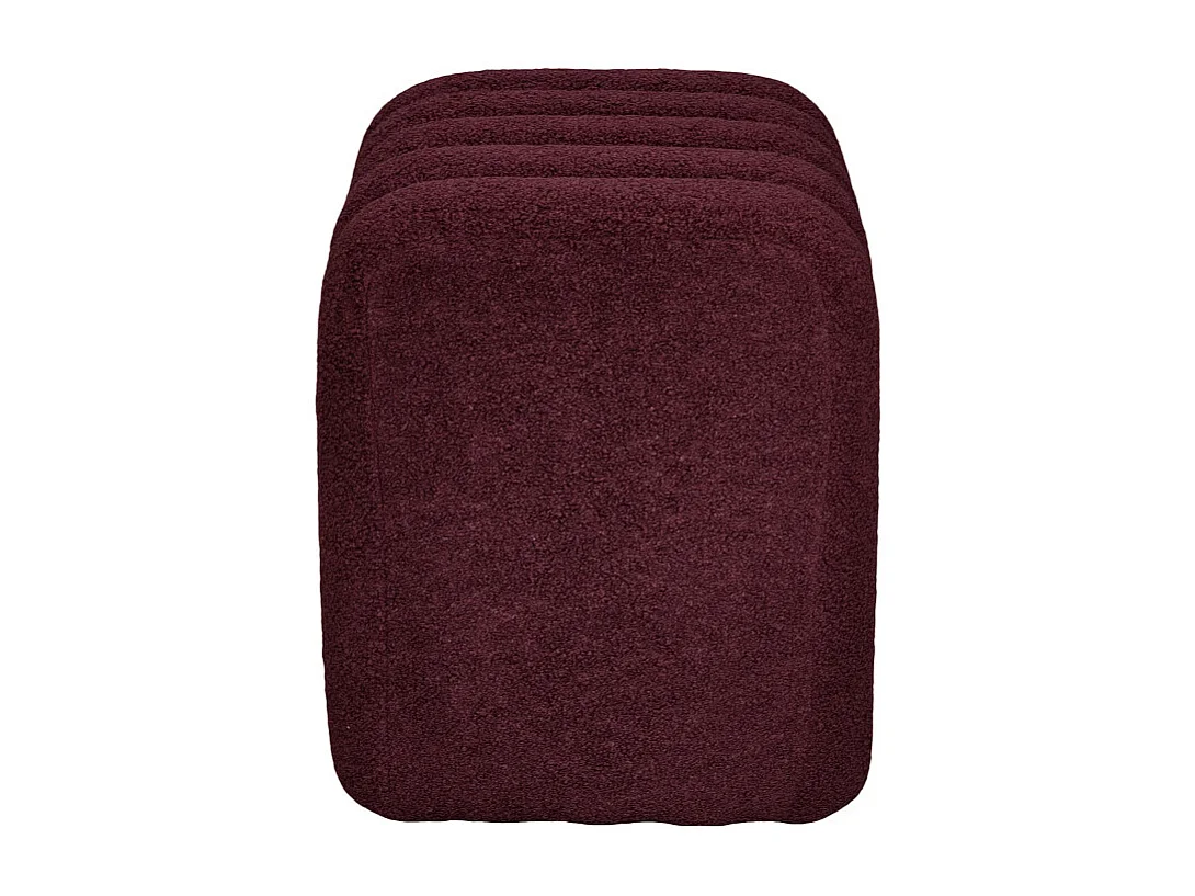 Leto - Pouf rembourré en tissu bouclette - Bordeaux