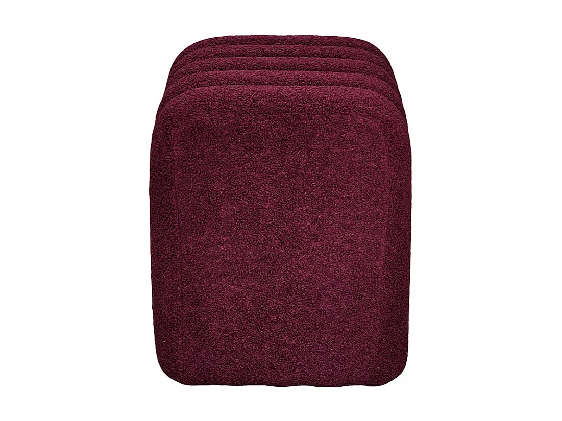 Leto - Pouf rembourré en tissu bouclette - Bordeaux