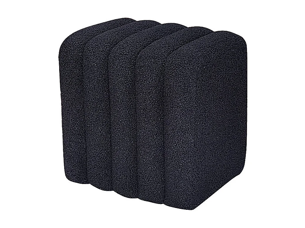 Leto - Pouf rembourré en tissu bouclette - Noir