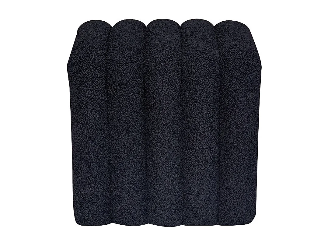 Leto - Pouf rembourré en tissu bouclette - Noir