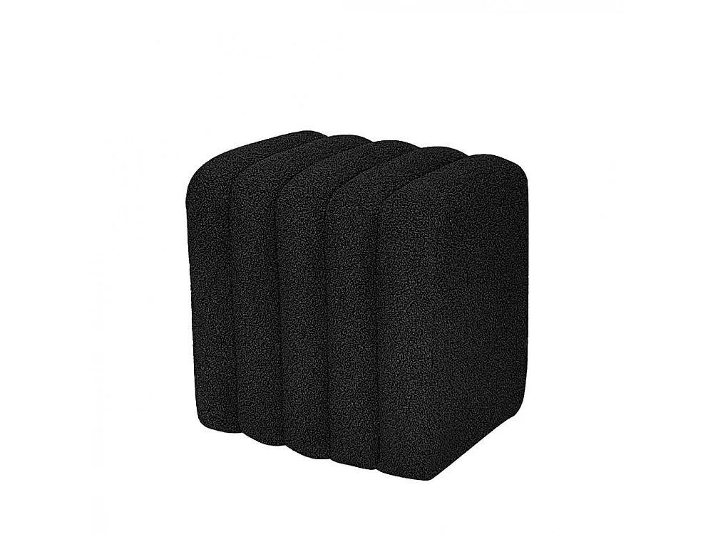 Leto - Pouf rembourré en tissu bouclette - Noir