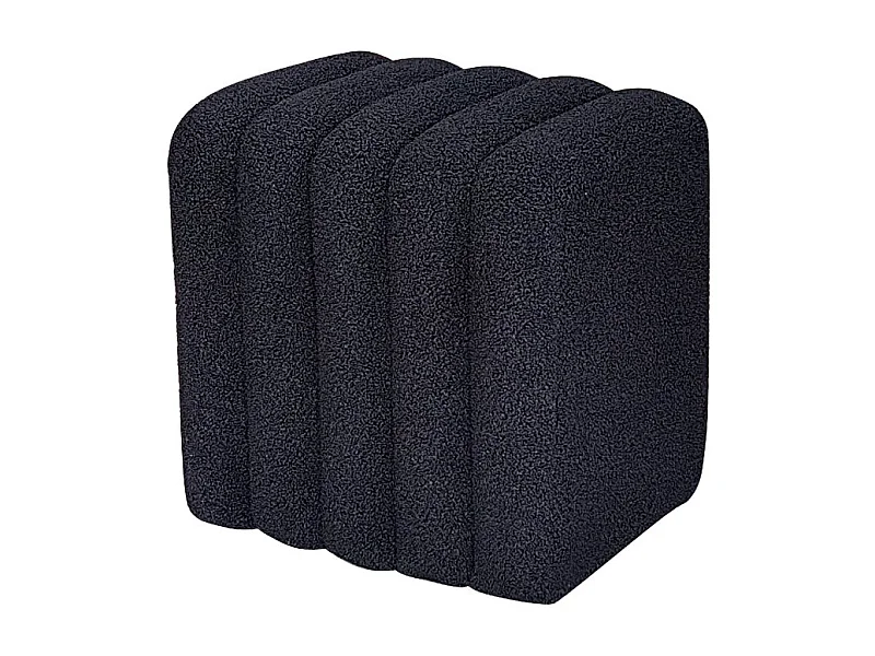 Leto - Pouf rembourré en tissu bouclette - Noir