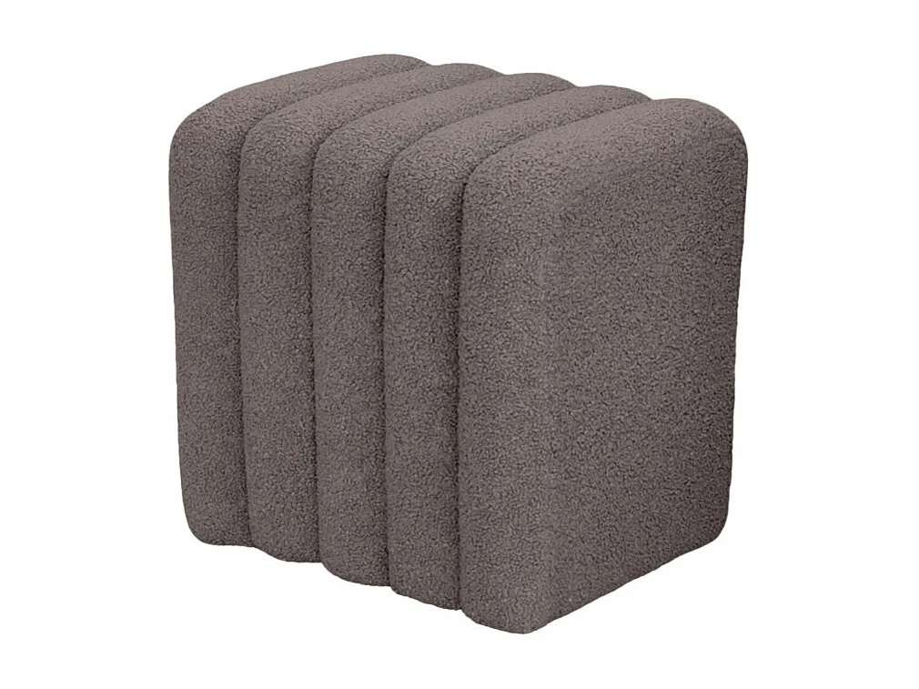 Leto - Pouf rembourré en tissu bouclette - Taupe