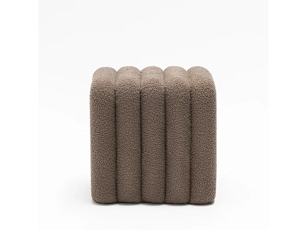 Leto - Pouf rembourré en tissu bouclette - Taupe