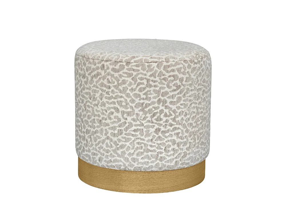 Wild - Pouf rond en tissu imprimé léopard ø 40cm - Beige