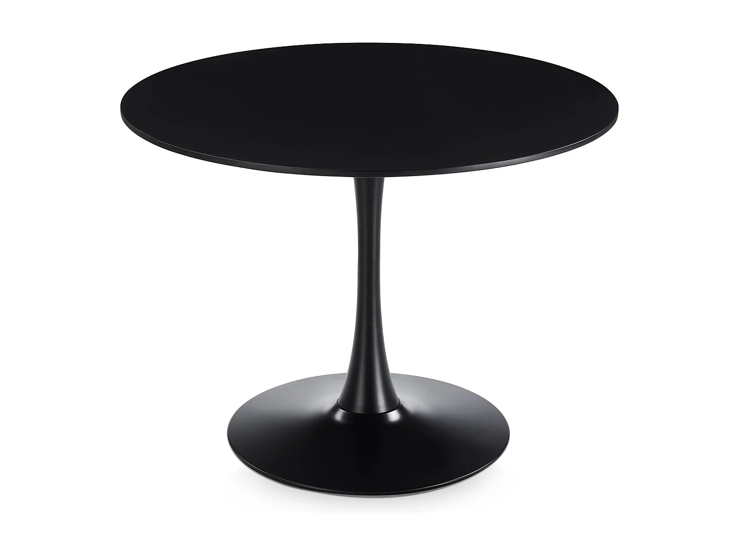 Ensemble Table et 4 Chaises LOIRE/RAVI Pour Salle à Manger, Table Ronde Diamètre 100 cm, Noir, petite table pour 4 personnes