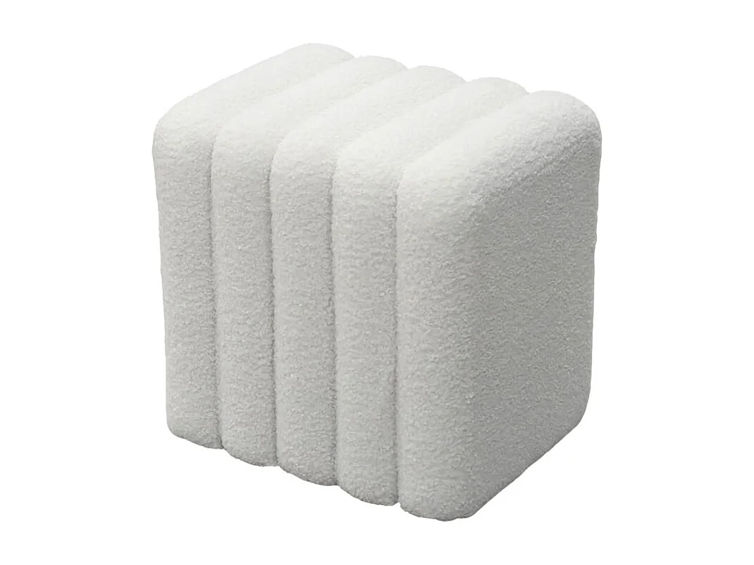 Leto - Pouf rembourré en tissu bouclette - Blanc