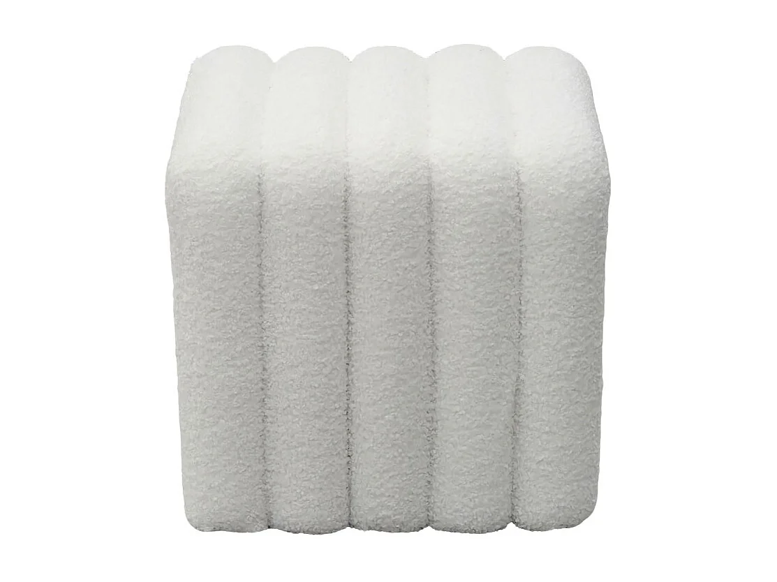 Leto - Pouf rembourré en tissu bouclette - Blanc