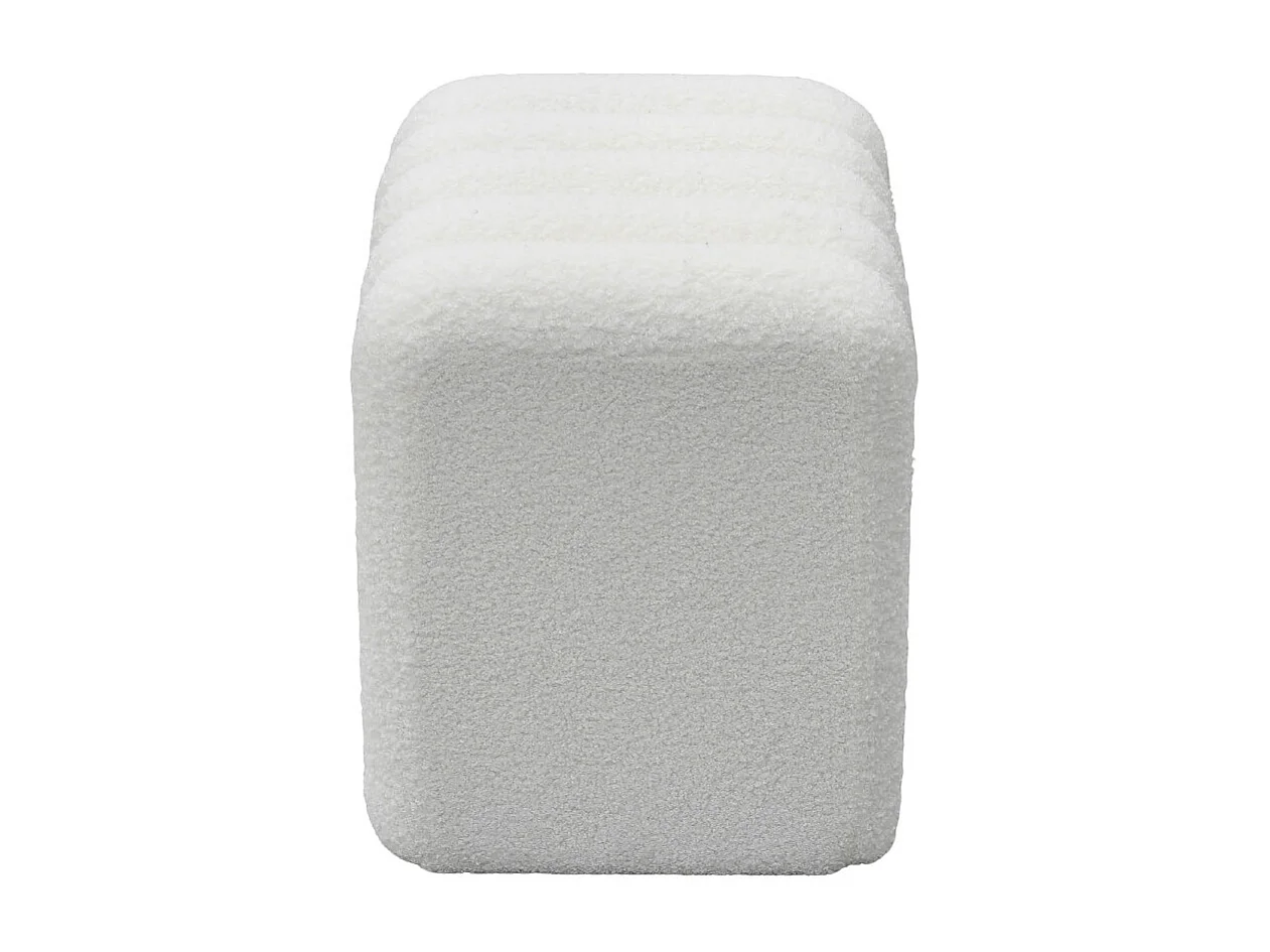Leto - Pouf rembourré en tissu bouclette - Blanc