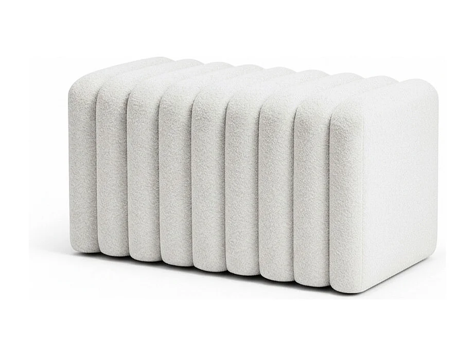 Leto - Banc rembourré en tissu bouclette L79cm - Blanc