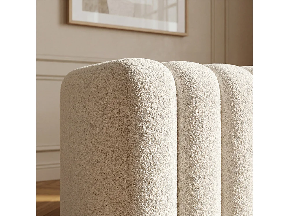 Leto - Banc rembourré en tissu bouclette L79cm - Blanc