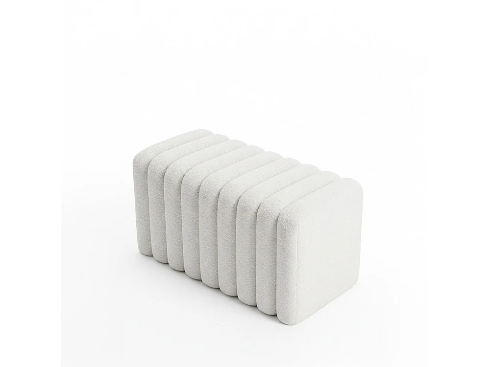 Leto - Banc rembourré en tissu bouclette L79cm - Blanc